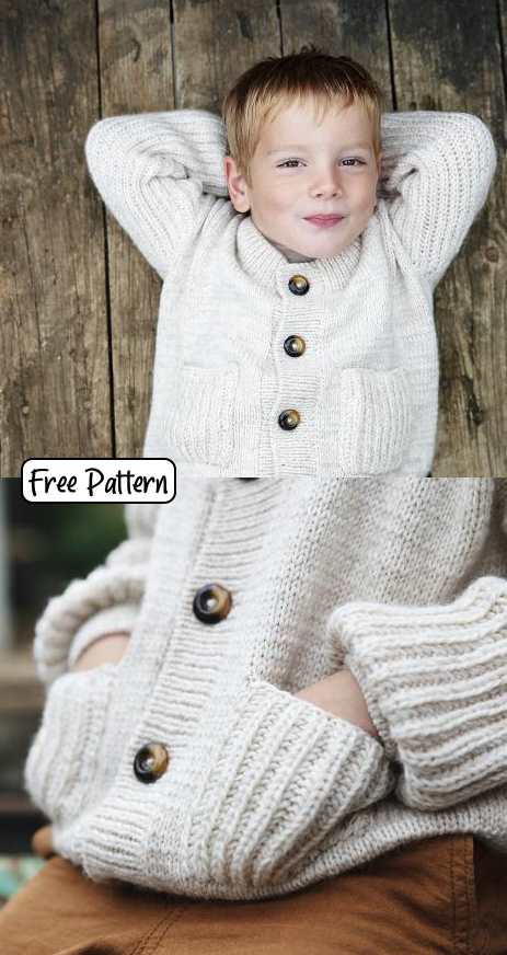 Free knitting pattern for boys cardigan