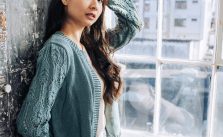 Free Knitting Pattern for a Cable and Lace Sleeve Cardigan