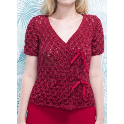 Free Knitting Pattern for a Lace Cross Over Top