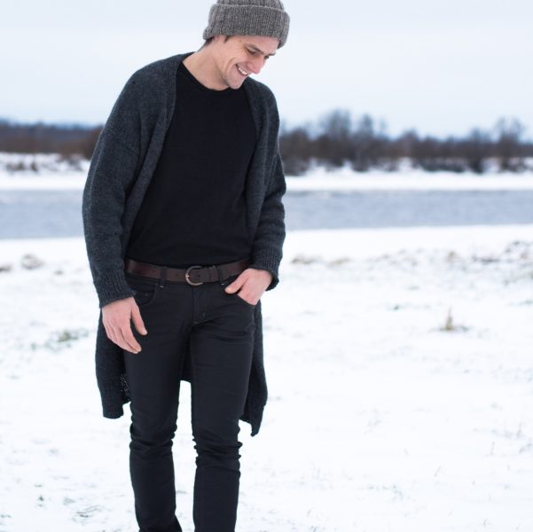 Free Knitting Pattern for a Man’s Long Cardigan