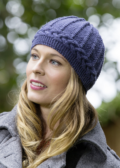 Hat and shawl with cable pattern set free knitting