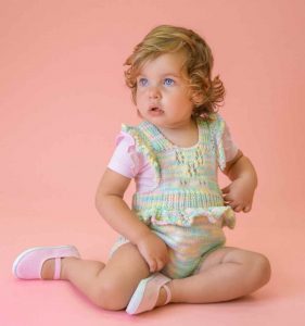 Free Knitting Pattern for a Baby Soft Romper with Optional Ruffles
