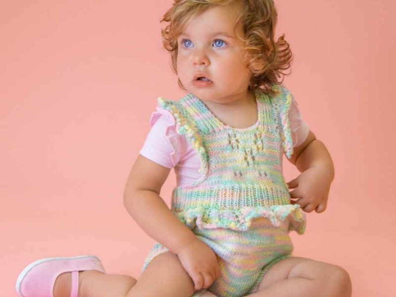 Free Knitting Pattern for a Baby Soft Romper with Optional Ruffles