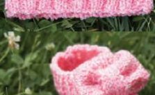 Free Baby Knitting Pattern for a Bow Hat and Botties Set