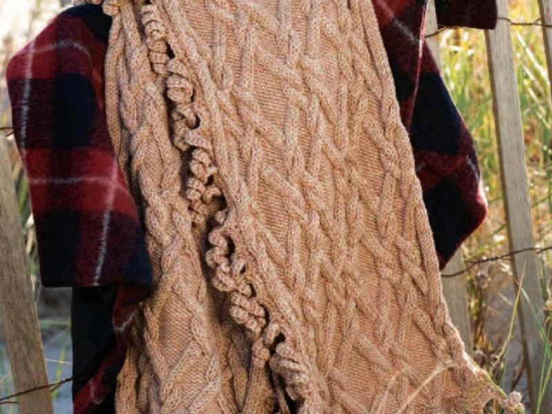 Free Knitting Pattern for a Cabled Twirl Wrap