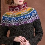 free knitting pattern for a cable and colorwork sweater for women