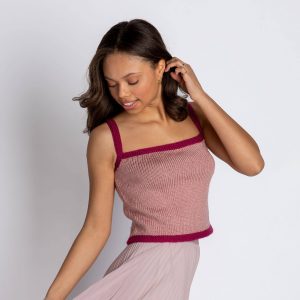 Free Knitting Pattern a Contrast Trim Tank Top