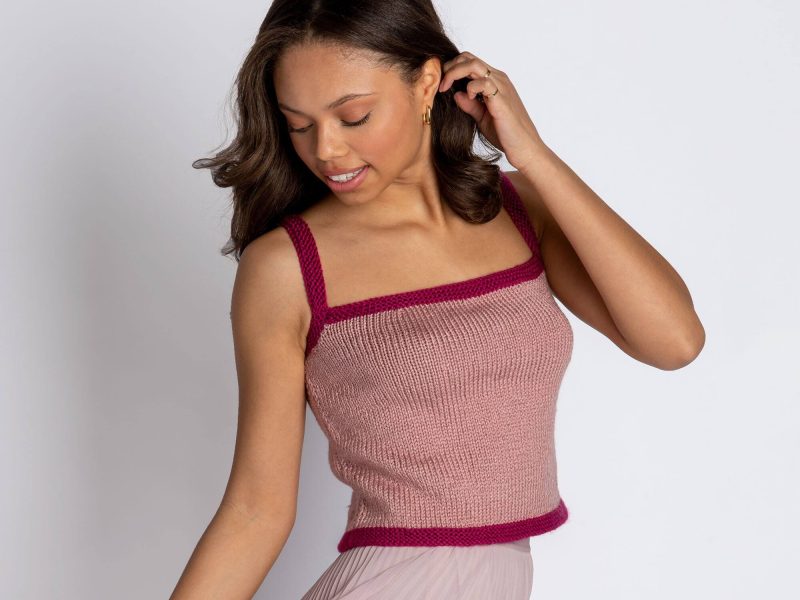 Free Knitting Pattern a Contrast Trim Tank Top