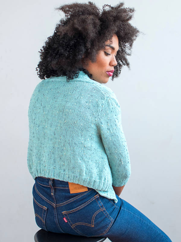 Free Knitting Pattern for Crop and Shawl Collar Cardigan