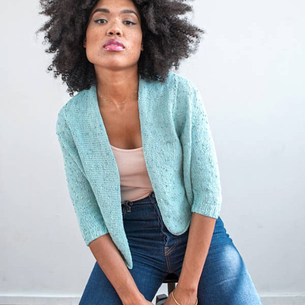 Free Knitting Pattern for Crop and Shawl Collar Cardigan