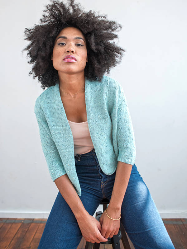 Free Knitting Pattern for Crop and Shawl Collar Cardigan