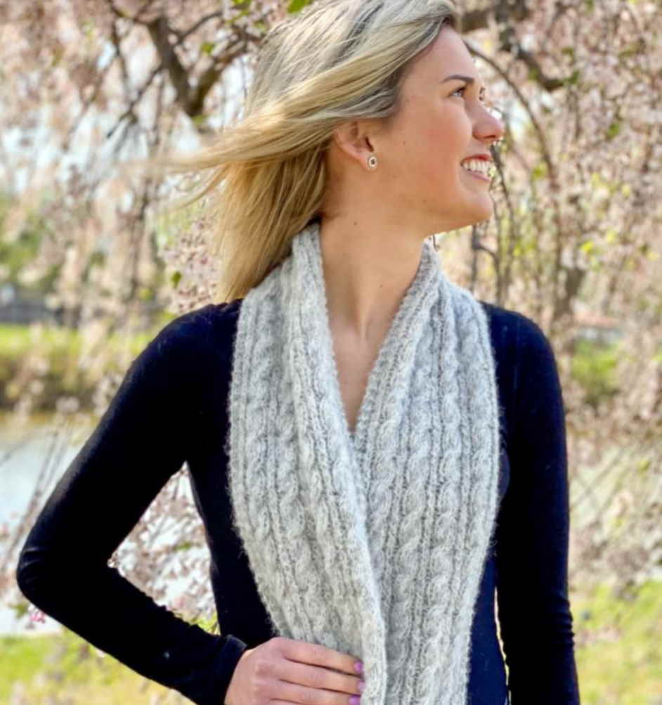 Free Knitting Pattern for a Cabled Avita Scarf