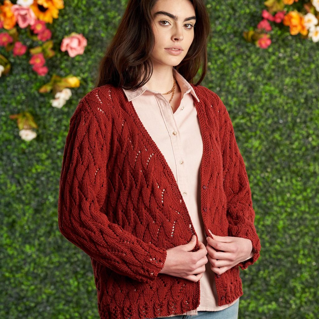 Free Knitting Pattern for a Bernat Knit Lacy Short Cardigan