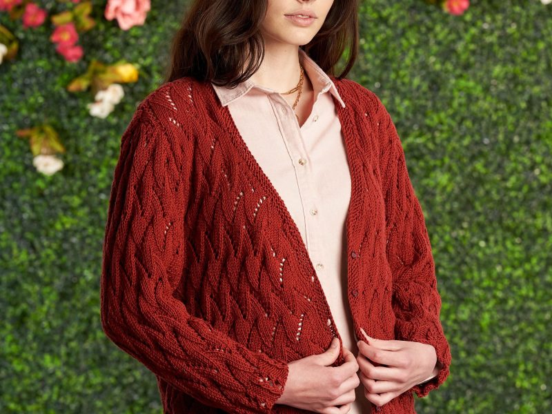 Free Knitting Pattern for a Bernat Knit Lacy Short Cardigan