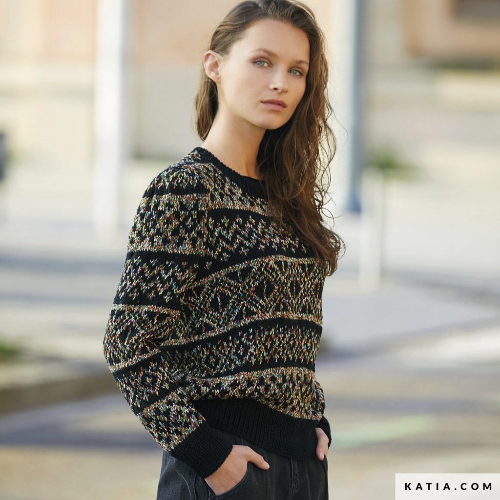 Free Knitting Pattern for a Women's Jacquard Design Jumper