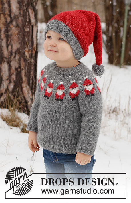 Free Christmas knitting patterns for toddler and kids sweater and hat set
