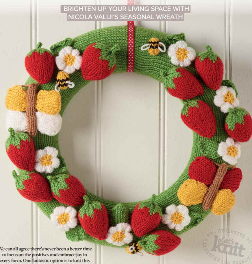 Free Knitting Pattern for a Strawberry Wreath