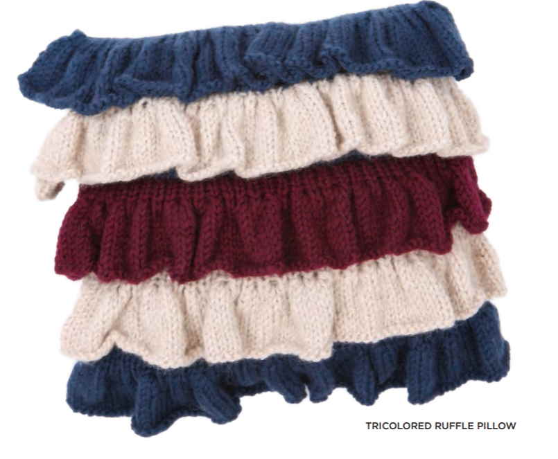 Free knitting pattern for a ruffled pillow
