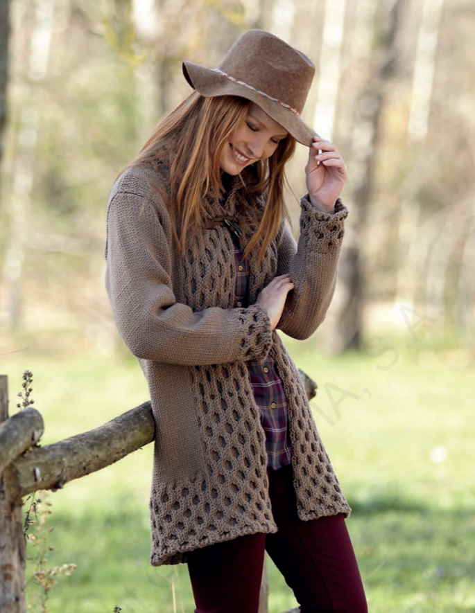 Free long coat knit pattern with honeycomb cable
