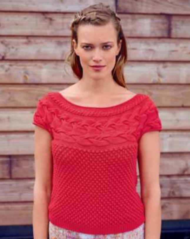 cable yoke sleeveless sweater free knitting pattern