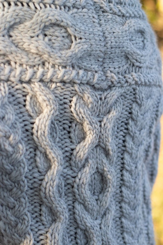 Free Knitting Pattern for a Silverbirch Cardigan cable stitch detail