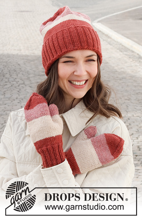 Free Knitting Pattern for a Striped Hat and Mittens Set