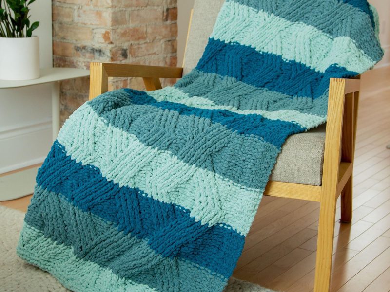 Free Knitting Pattern for a Twisted Stitch Blanket