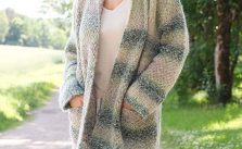 Free Knitting Pattern for a Long Shawl Moss Stitch Cardi