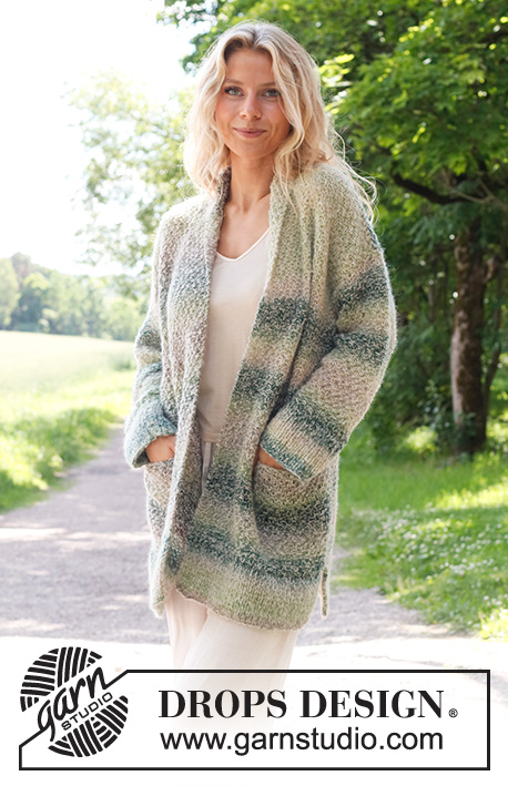 Free Knitting Pattern for a Long Shawl Moss Stitch Cardi