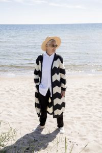 Free Knitting Pattern for a Long Chevron Cardigan Coat