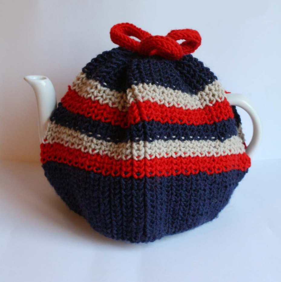 Striped tea cosy free knitting pattern
