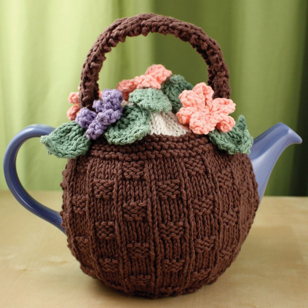 flower basket tea cosy free knitting pattern