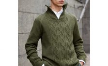 Free Knitting Pattern for a Men’s Seed and Cable Shawl Sweater