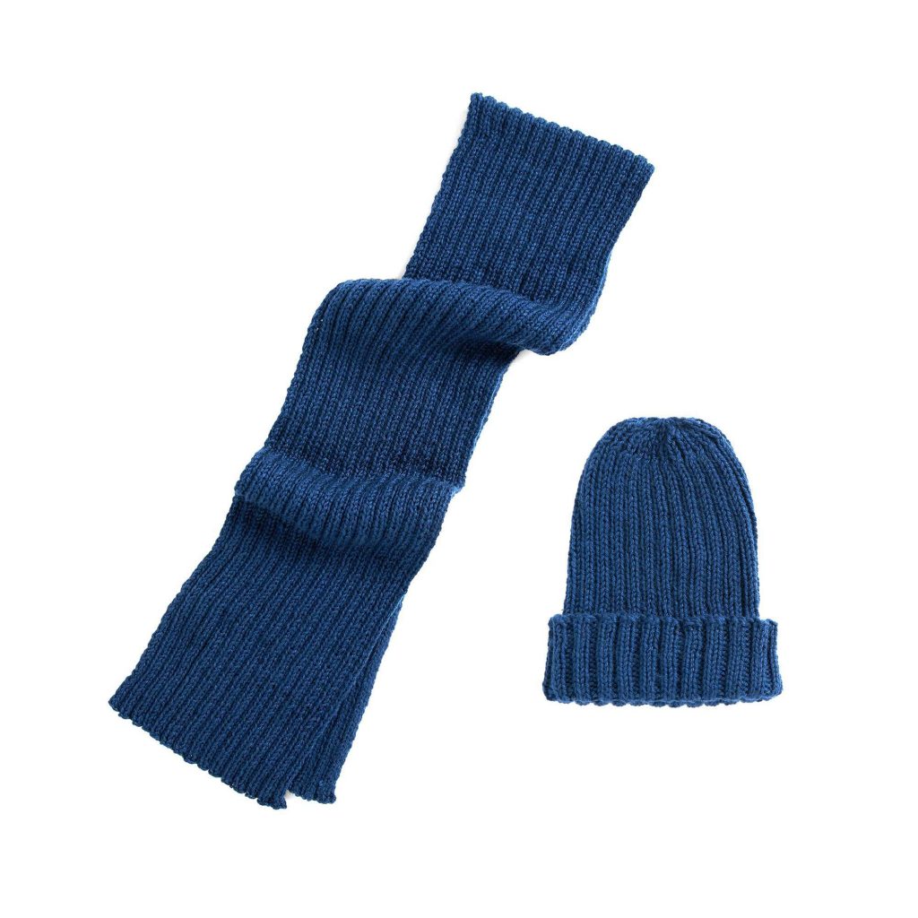 Free Knit Pattern for Men's Basic Hat and Scarf Set