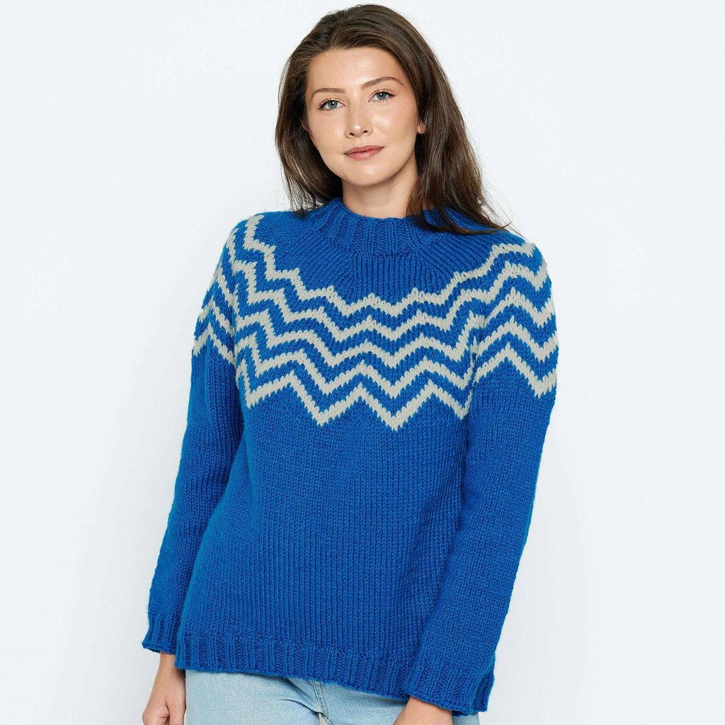 Free Knitting Pattern for a Patons Sharp Chevron Pullover