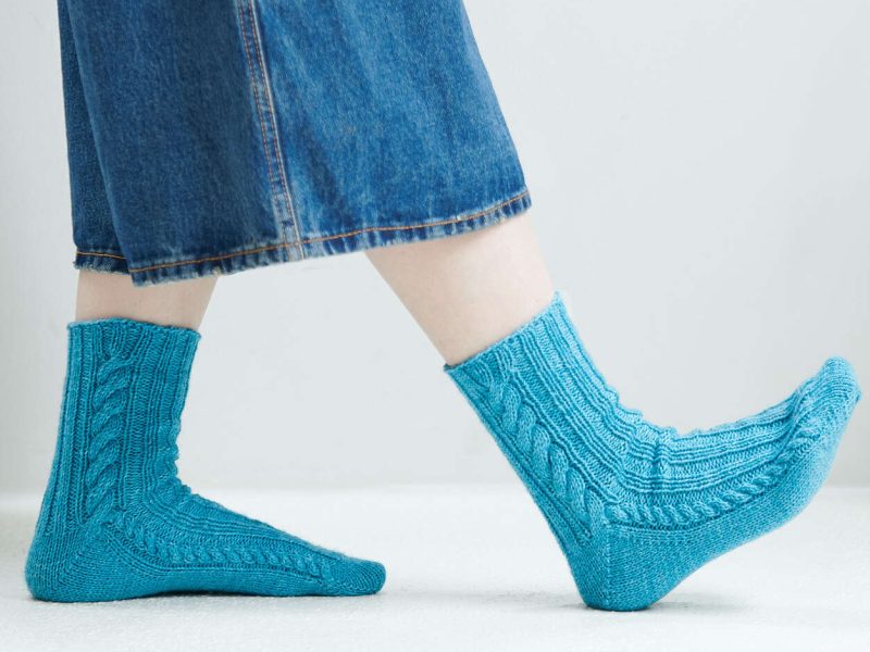 Free Knit Pattern for Patons Toe-Up Cabled Socks
