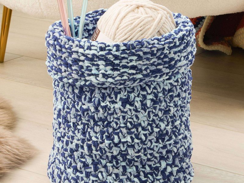 Free Knitting Pattern for a Bernat Textured Basket