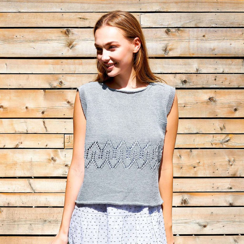 Free Knitting Pattern for a Patons Geometric Lace Top