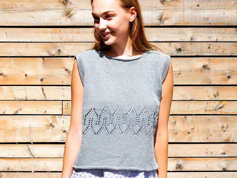 Free Knitting Pattern for a Patons Geometric Lace Top