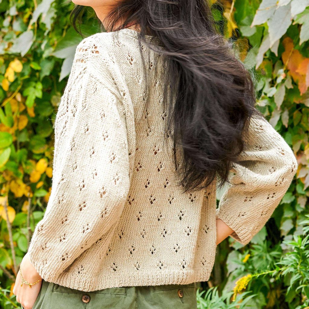 Free Knitting Pattern for a Patons Vertical Lace Panel Jacket