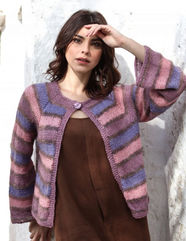 Free Knitting Pattern for a Stripes Ladies Cardigan