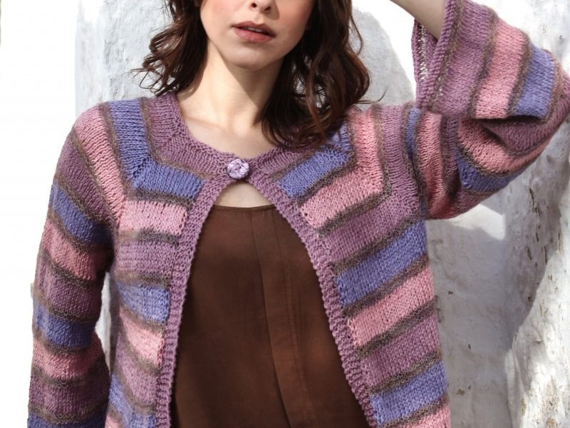 Free Knitting Pattern for a Stripes Ladies Cardigan