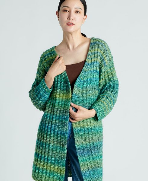 Free Knit Pattern for a Caron Vertical Ridges Cardigan