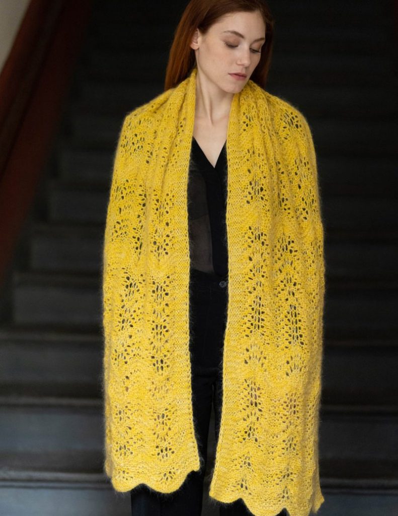 Free Knit Pattern for a Lace Damascus Scarf