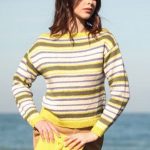 Free Knitting Pattern for a Boat Neck Striped Sweater