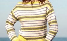 Free Knitting Pattern for a Boat Neck Striped Sweater