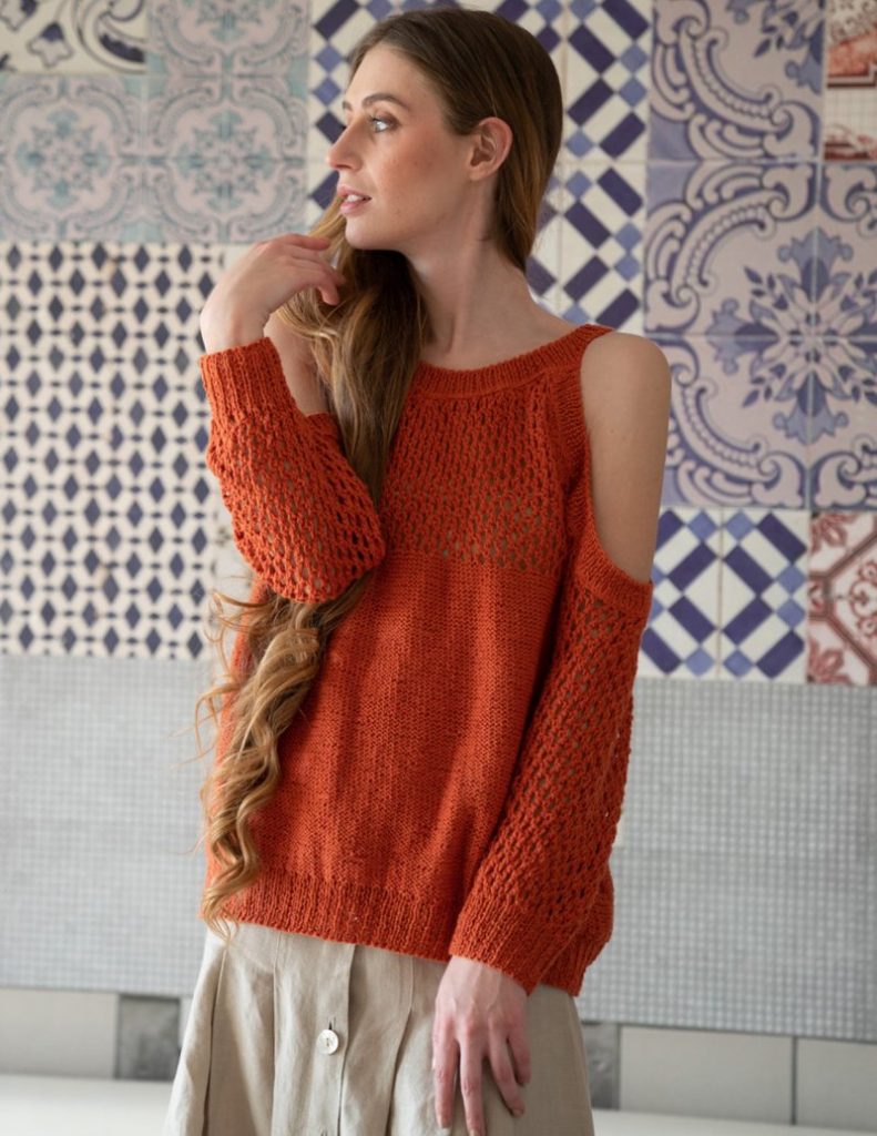 Free Knitting Pattern for a Cut Shoulder Sweater