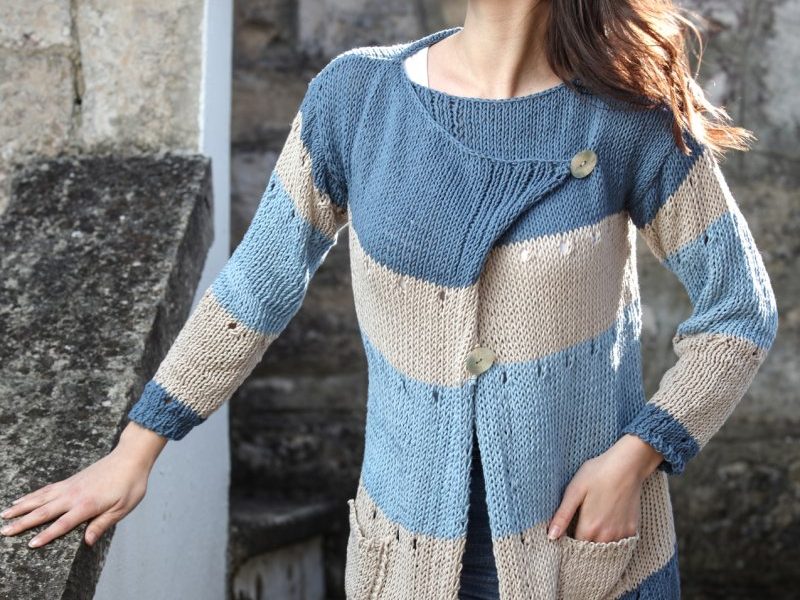 Free Knitting Pattern for a Ladies Asymmetric cardigan