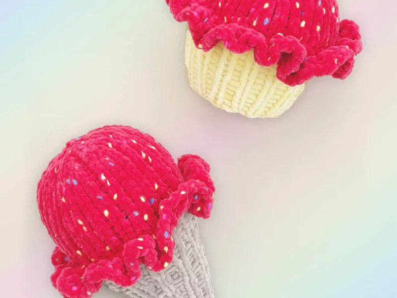 Free Knitting Pattern for a Cupcake and Ice Cream Cone