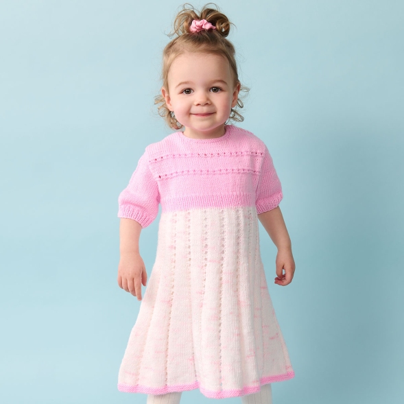 Free Knitting Pattern for an Eyelet Baby Dress